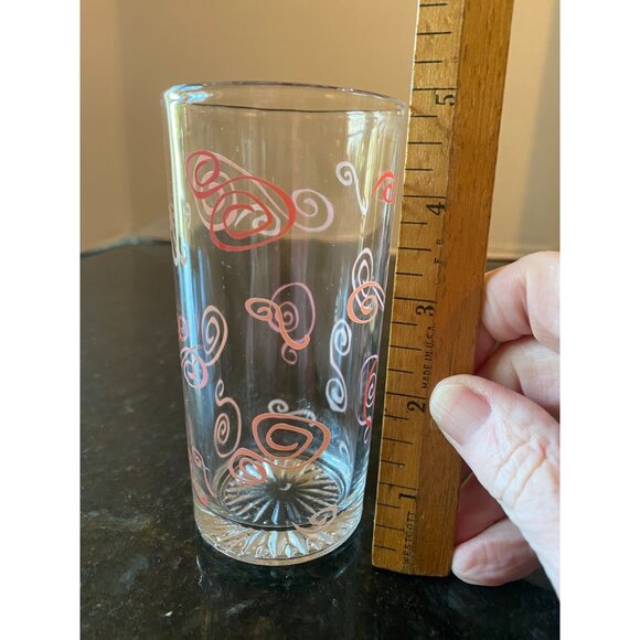 Pink and Red 5" Swirl Juice Glasses, Valentines Day, (Qty. 4) - Picture 4 of 7